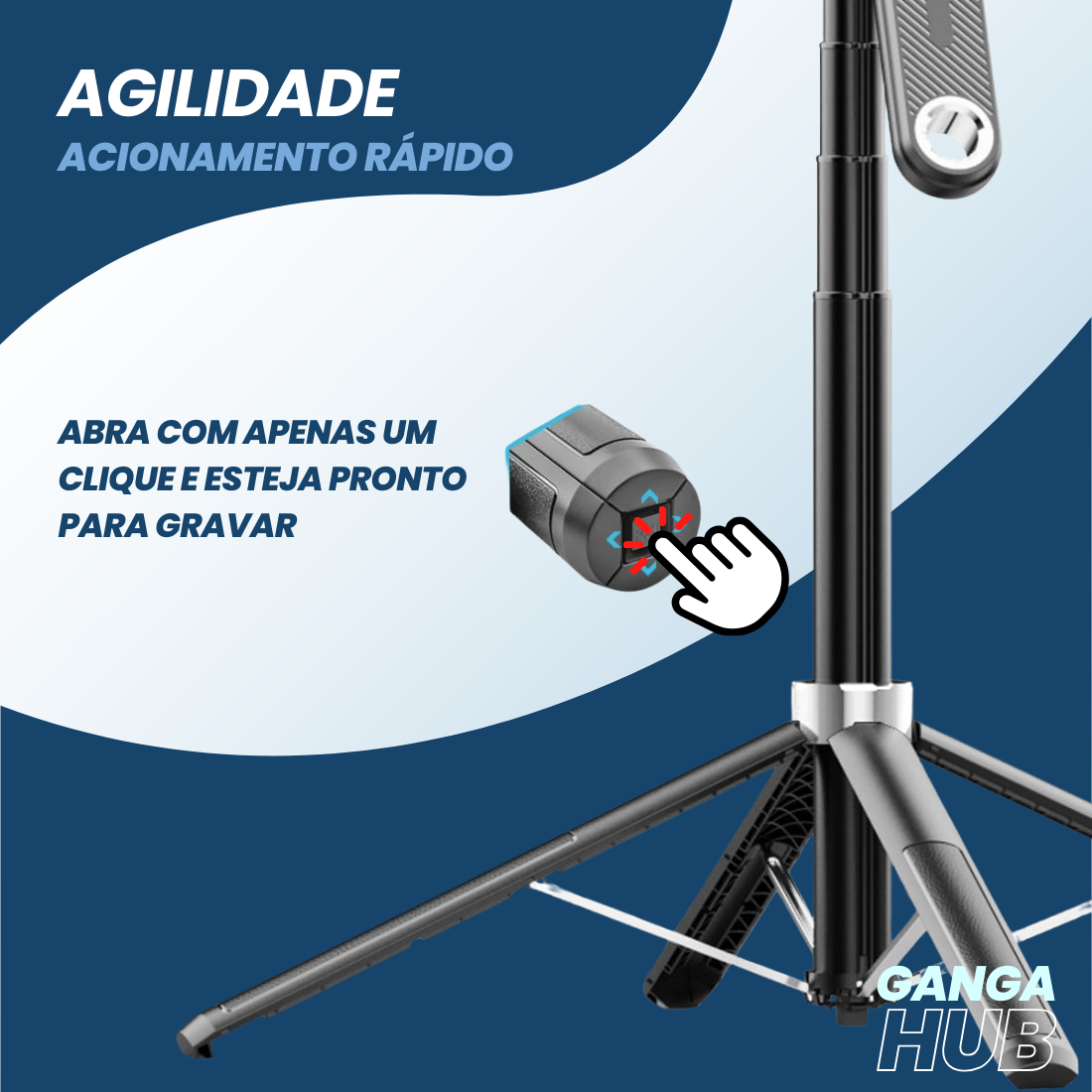 Creator Studio Bronze - Microfone Lapela Sem Fio Magnético e Tripé Cameraman Robô Integrado