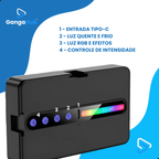 Creator Studio RGB - Tripé Inteligente com IA e Led RGB Portátil que Cabem na Bolsa