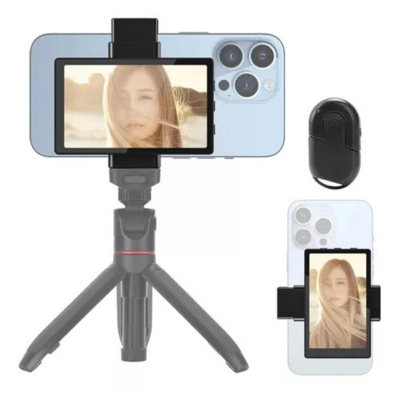 magem do Screen Hub, um espelhador de tela portátil com função de refletor Wi-Fi para celular. Ideal para melhorar fotos com a câmera traseira do smartphone, oferecendo visualização em tempo real. Acessório para criadores de conteúdo, leve e fácil de usar, compatível com dispositivos móveis. Espelhamento de alta qualidade, design compacto e conexão rápida via Wi-Fi. ganga hub