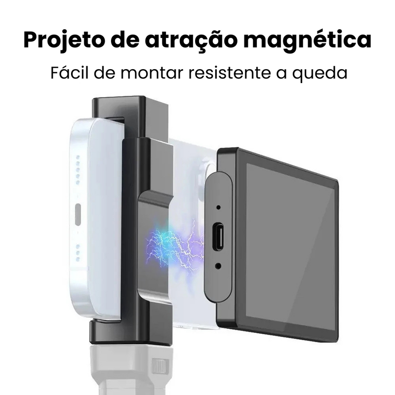 magem do Screen Hub, um espelhador de tela portátil com função de refletor Wi-Fi para celular. Ideal para melhorar fotos com a câmera traseira do smartphone, oferecendo visualização em tempo real. Acessório para criadores de conteúdo, leve e fácil de usar, compatível com dispositivos móveis. Espelhamento de alta qualidade, design compacto e conexão rápida via Wi-Fi. ganga hub