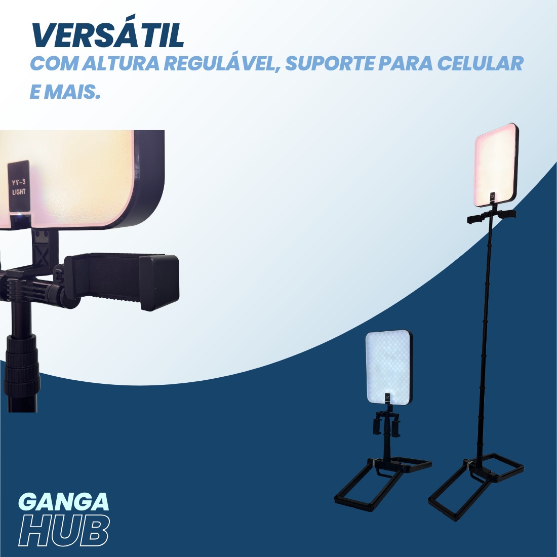 FlexLight Stand - Seu Estúdio de Luz Completo, Dobrável que Cabe na Mochila e sem fio