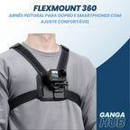 FlexMount 360 - Arnês Peitoral para GoPro e Smartphones com Ajuste Confortável