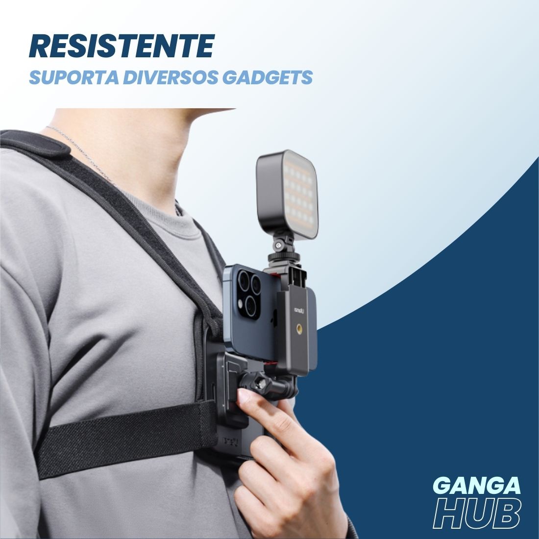 FlexMount 360 - Arnês Peitoral para GoPro e Smartphones com Ajuste Confortável