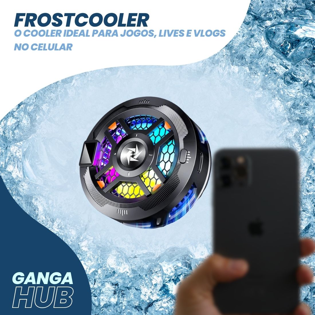 FrostCooler – Cooler Portátil de celular ideal para jogos, lives e vlogs.