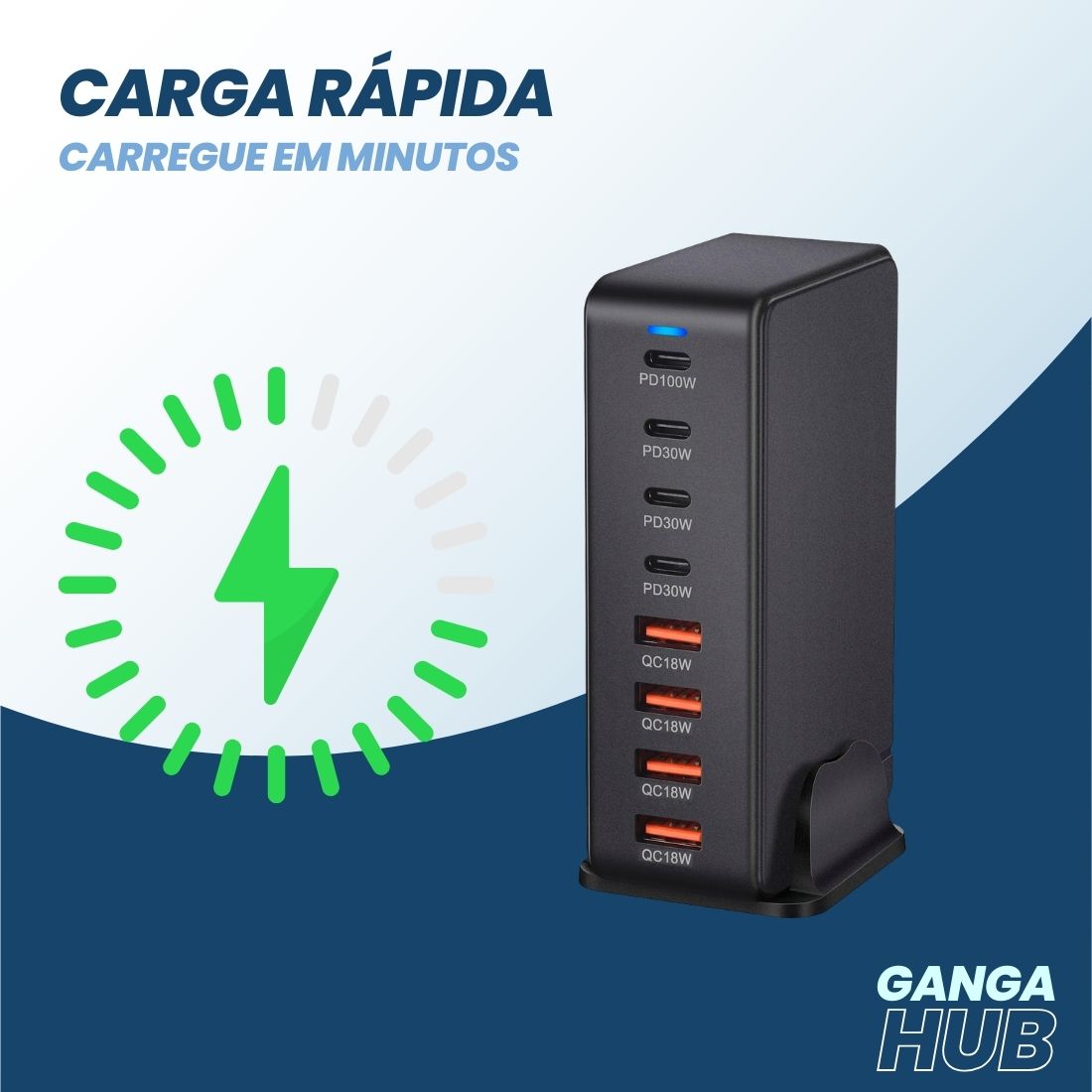 GaN Pro - Hub de Carga Rápida 8 em 1 Carregador USB-C 240W