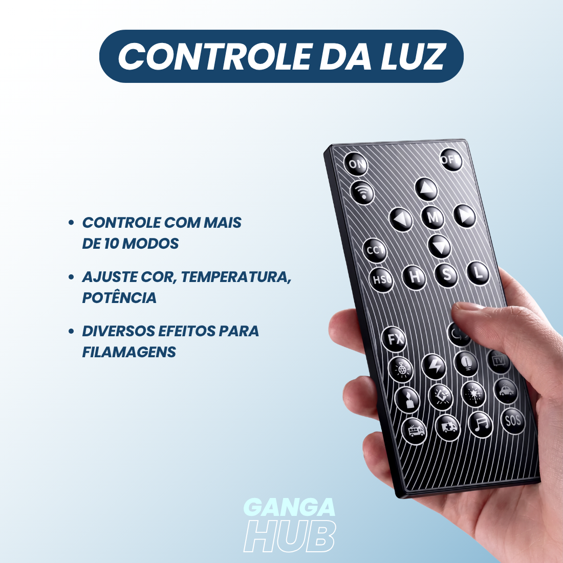 Iluminação Bastão Led Rgb 4400 mah portátil com bolsa e acessórios | Ganga Hub