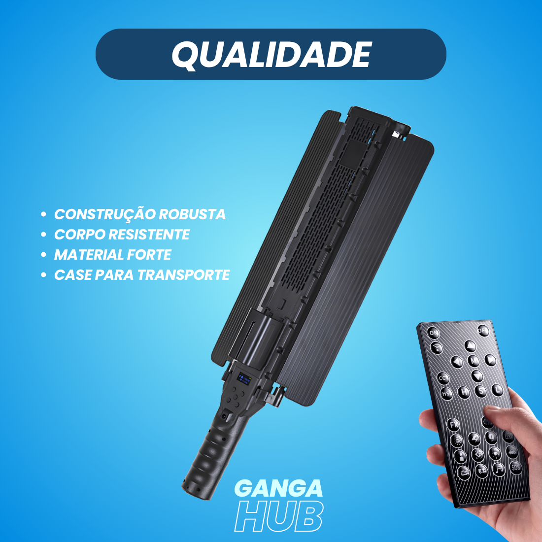 Iluminação Bastão Led Rgb 4400 mah portátil com bolsa e acessórios | Ganga Hub
