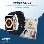 Smartwatch Tela Infinita 49mm Infinity ZT04 Com Kit 4 Pulseiras