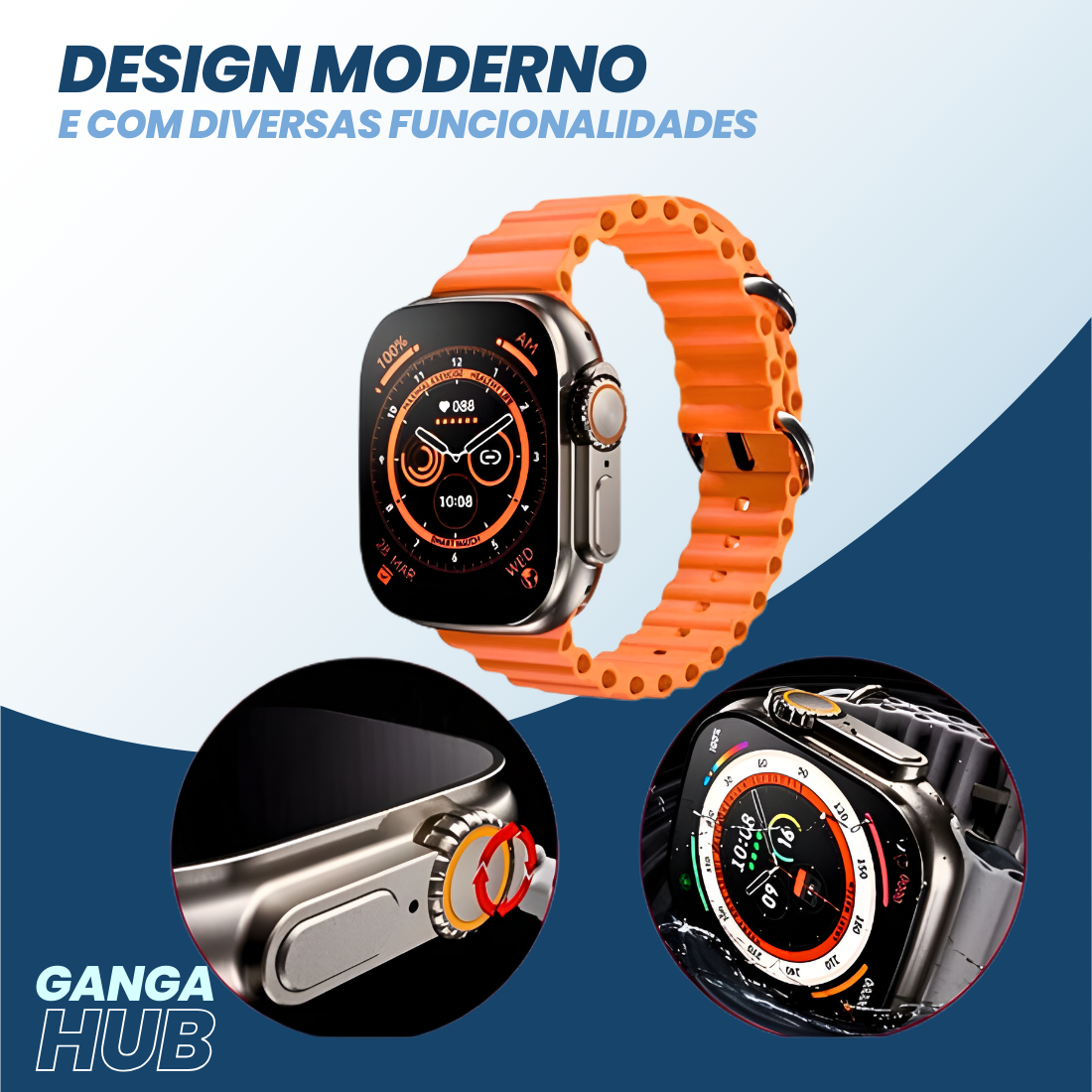 Smartwatch Tela Infinita 49mm Infinity ZT04 Com Kit 4 Pulseiras