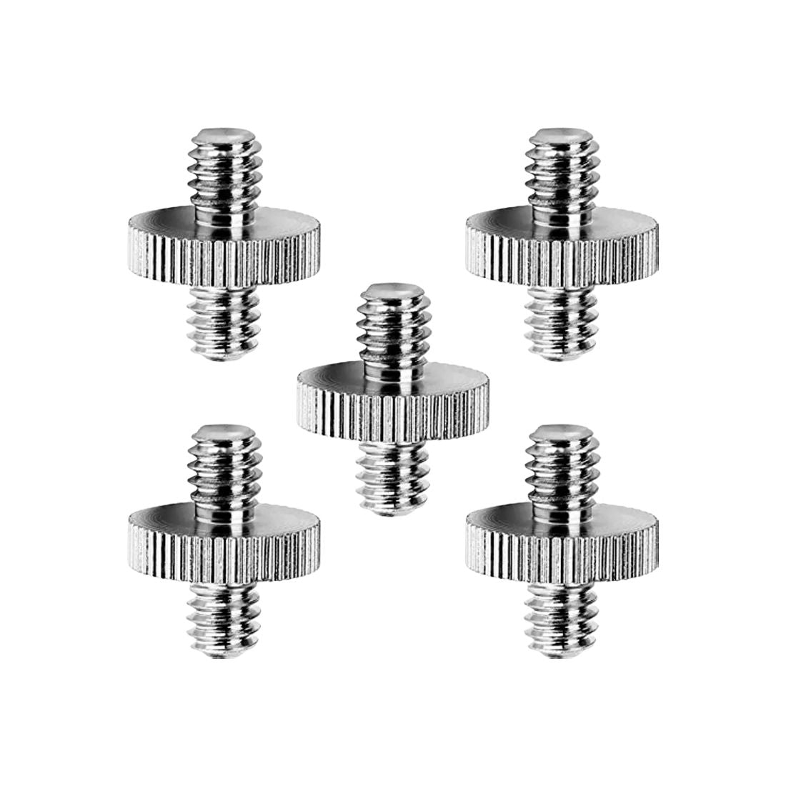 Kit 5 Adaptadores 1/4 -  Duplo Metálico para Tripés, Câmeras e Acessórios DSLR