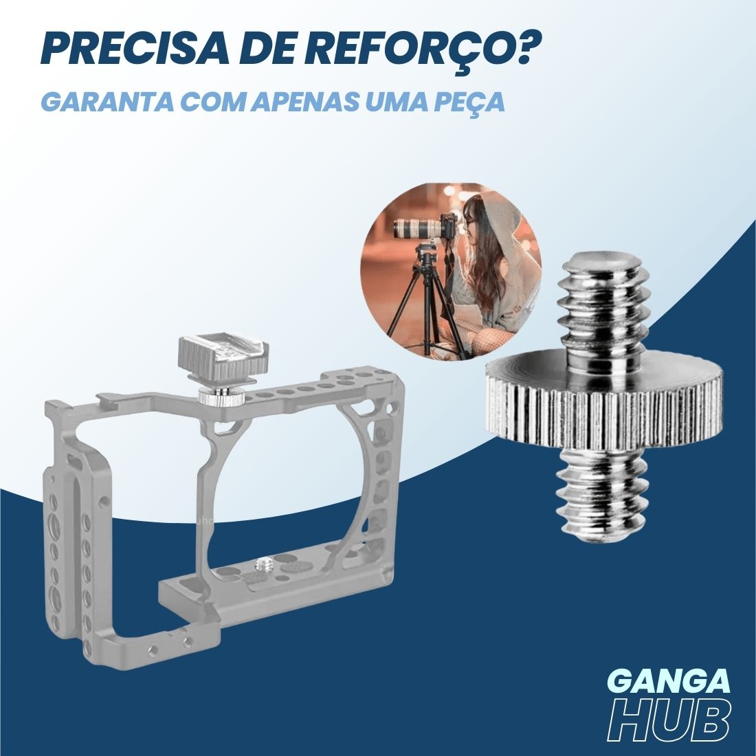 Kit 5 Adaptadores 1/4 -  Duplo Metálico para Tripés, Câmeras e Acessórios DSLR