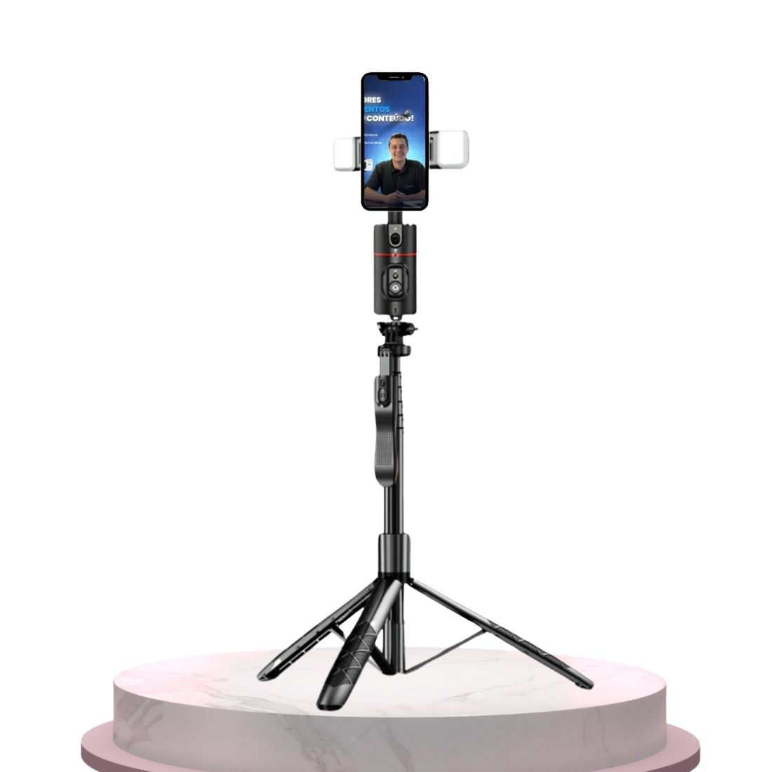 O Kit Engaja Pro - Bronze combina suporte inovador com rastreamento facial e tripé portátil para criadores em ascensão. Aprimore sua produção digital com facilidade e inovação.