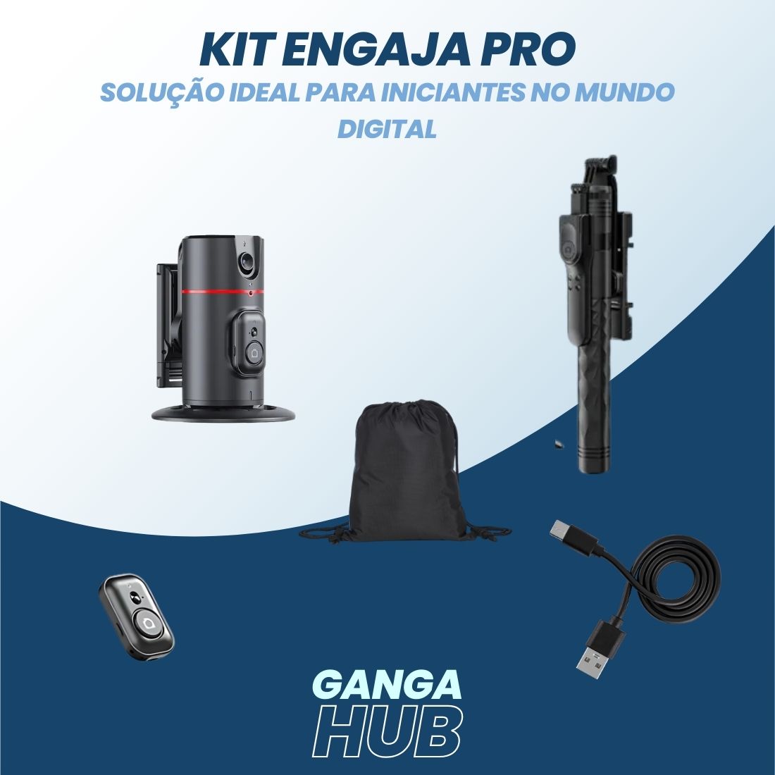 O Kit Engaja Pro - Bronze combina suporte inovador com rastreamento facial e tripé portátil para criadores em ascensão. Aprimore sua produção digital com facilidade e inovação.
