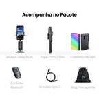  Kit Engaja Pro - Cristal: inclui suporte avançado com rastreamento facial automático, tripé portátil ajustável, e luz LED RGB Andoer multifuncional. Kit completo para melhorias visuais e criativas.ganga hub 