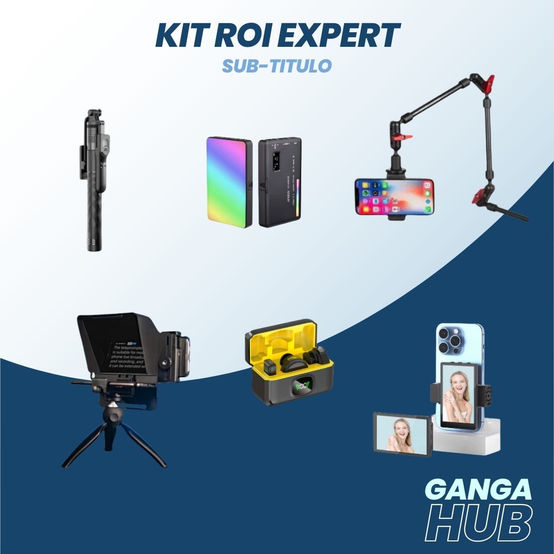 O Kit ROI Expert é perfeito para criadores de conteúdo e empresários que desejam fazer vídeos com qualidade profissional. Inclui teleprompter, microfone de lapela, espelhamento de celular e mais.