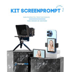 Eleve suas produções profissionais com o Kit ScreenPrompt. Inclui teleprompter portátil e espelhador de tela Wi-Fi, ideal para criadores de conteúdo, jornalistas e profissionais diversos. Transforme a qualidade dos seus vídeos e anúncios com clareza e fluidez na GangaHub