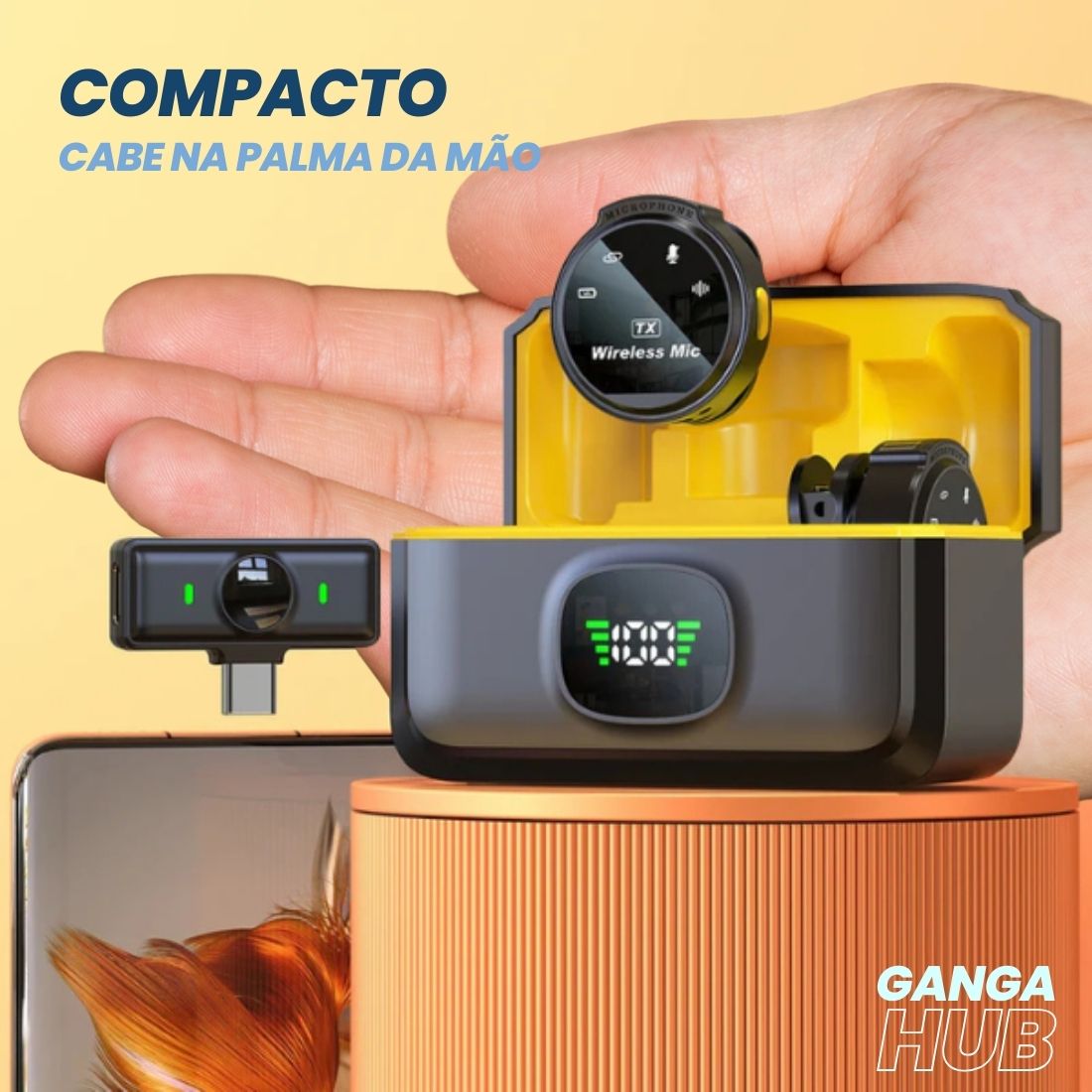 LapelWave Pro - Microfone de Lapela Sem Fio para iPhone, Android e Type-C