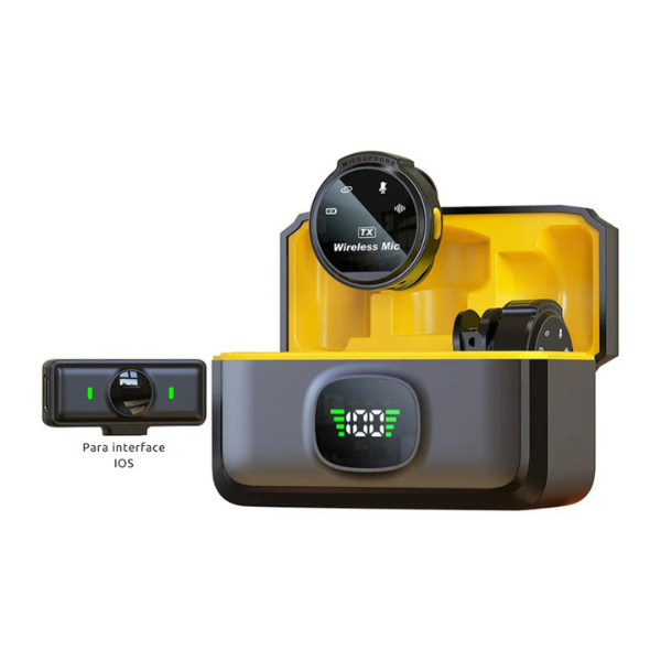 Microfone de Lapela Sem Fio LapelWave Pro para iPhone, Android e Type-C, ideal para criadores de conteúdo, streamers, podcasters e profissionais de gravação. Com design compacto e clip magnético, este microfone de alta qualidade oferece áudio claro e nítido em gravações de entrevistas, transmissões ao vivo, gravação de vídeos e muito mais. Compatível com dispositivos iPhone, Android e Type-C, o LapelWave Pro garante facilidade de uso e conexão sem fio eficiente para capturar o som com precisão. GangaHub