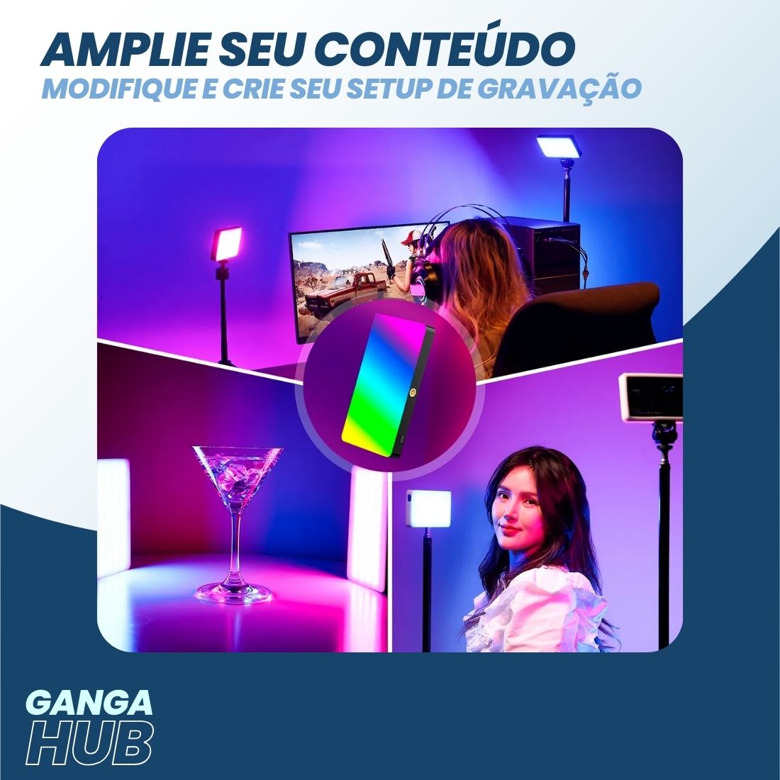 Explore a LumenAura W140 Pro RGB, a luz portátil LED profissional que oferece alto CRI, efeitos RGB vibrantes e ajuste de temperatura de cor de 2500K a 9000K para fotos e vídeos impressionantes.