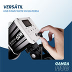 LED de vídeo LumiNova 60W com CRI 90+, efeitos FX e temperatura ajustável de cor, ideal para gravações, fotos e produções audiovisuais profissionais.