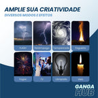 LED de vídeo LumiNova 60W com CRI 90+, efeitos FX e temperatura ajustável de cor, ideal para gravações, fotos e produções audiovisuais profissionais.