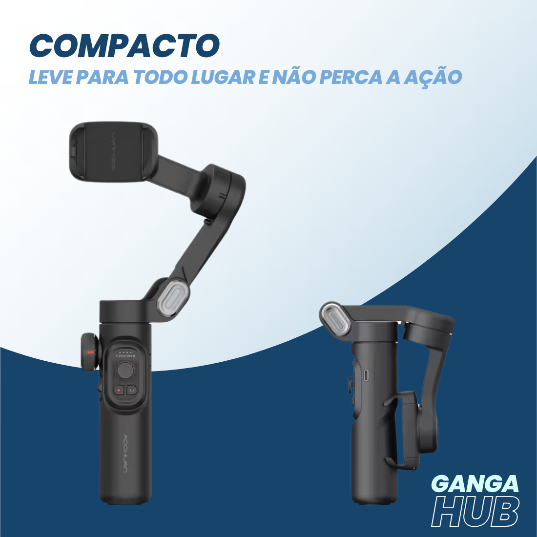 MasterGrip F8 - Gimbal Estabilizador 3 Eixos com Funções Inteligentes e Haste de Extensão