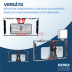 Suporte Estabilizador de Celular para Gravação com Microfone Shotgun e Luz LED