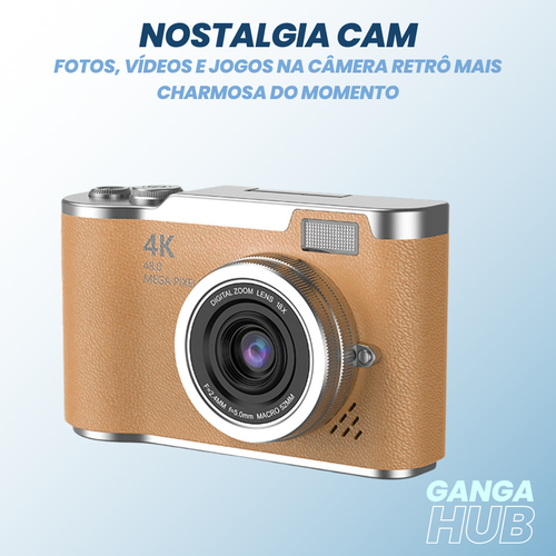 Câmera Digital Retrô Nostalgia Cam HD Com Jogos e Tela Flip para Selfies
