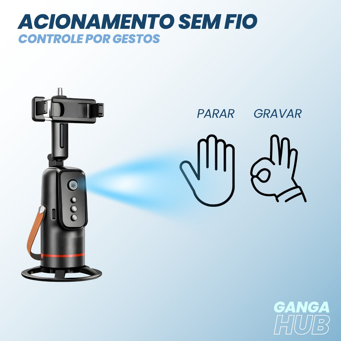 Suporte Tripé Inteligente 360° Rastreamento Facial Sem App