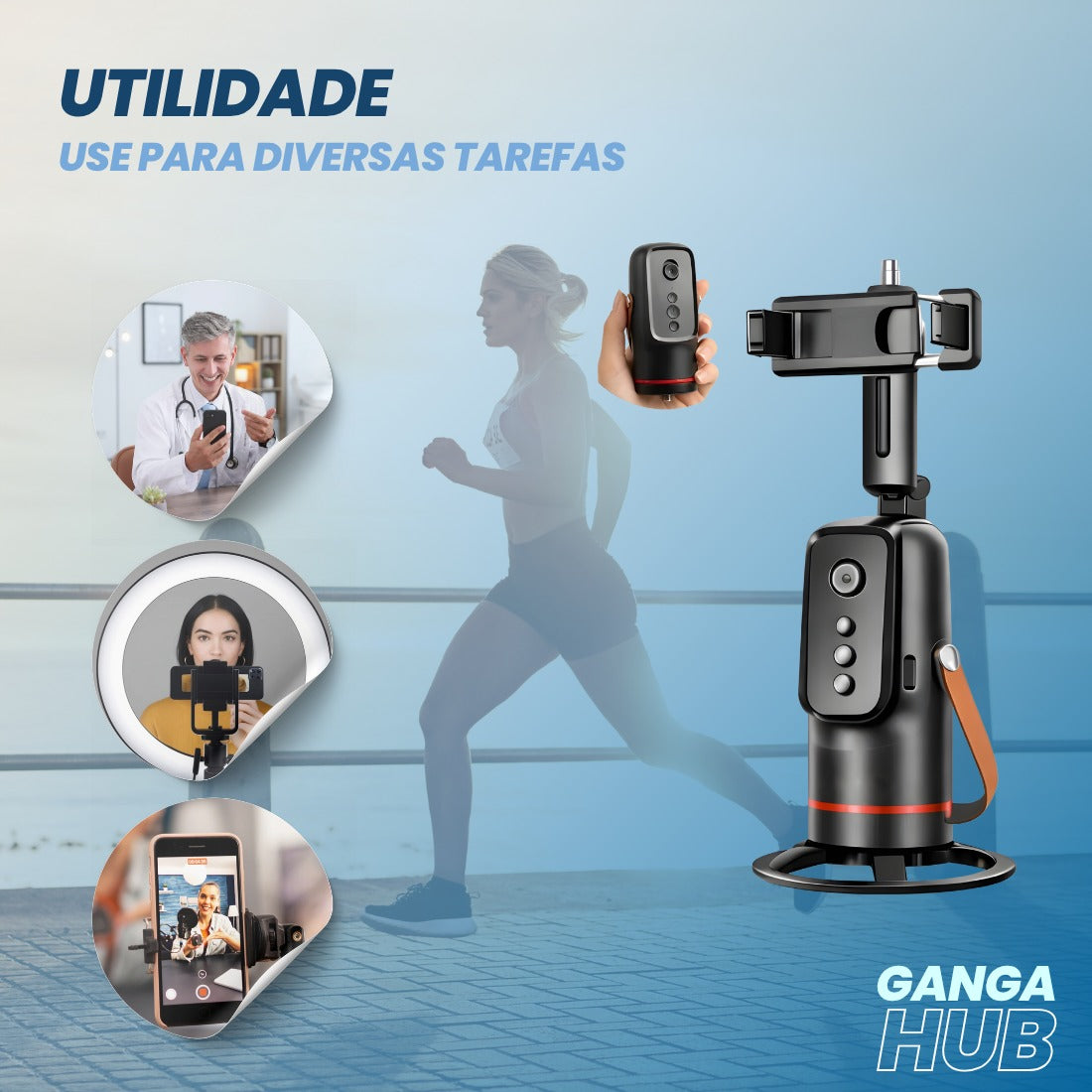 Suporte Tripé Inteligente 360° Rastreamento Facial Sem App