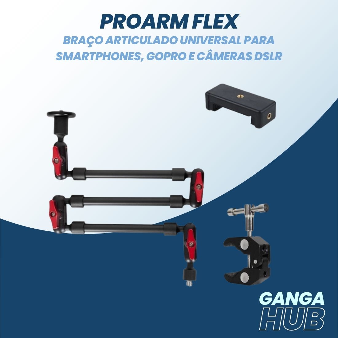 ProArm Flex - Braço Articulado Universal para Smartphones, GoPro e Câmeras DSLR