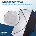Aprimore suas sessões de fotografia com o ProLight Studio, um softbox de iluminação com tripé ajustável. Ideal para estúdios e criadores de conteúdo. Compatível com lâmpadas E27. Disponível na Gangahub.