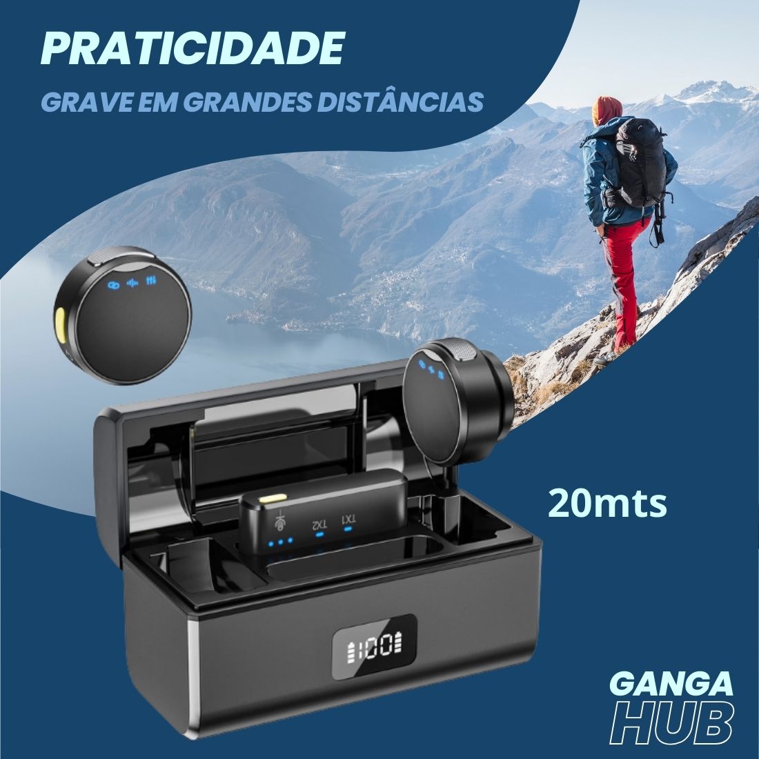 ProMic X - Microfone de Lapela Tecnologia 2.4G para iPhone e Android com Cancelamento de Ruído