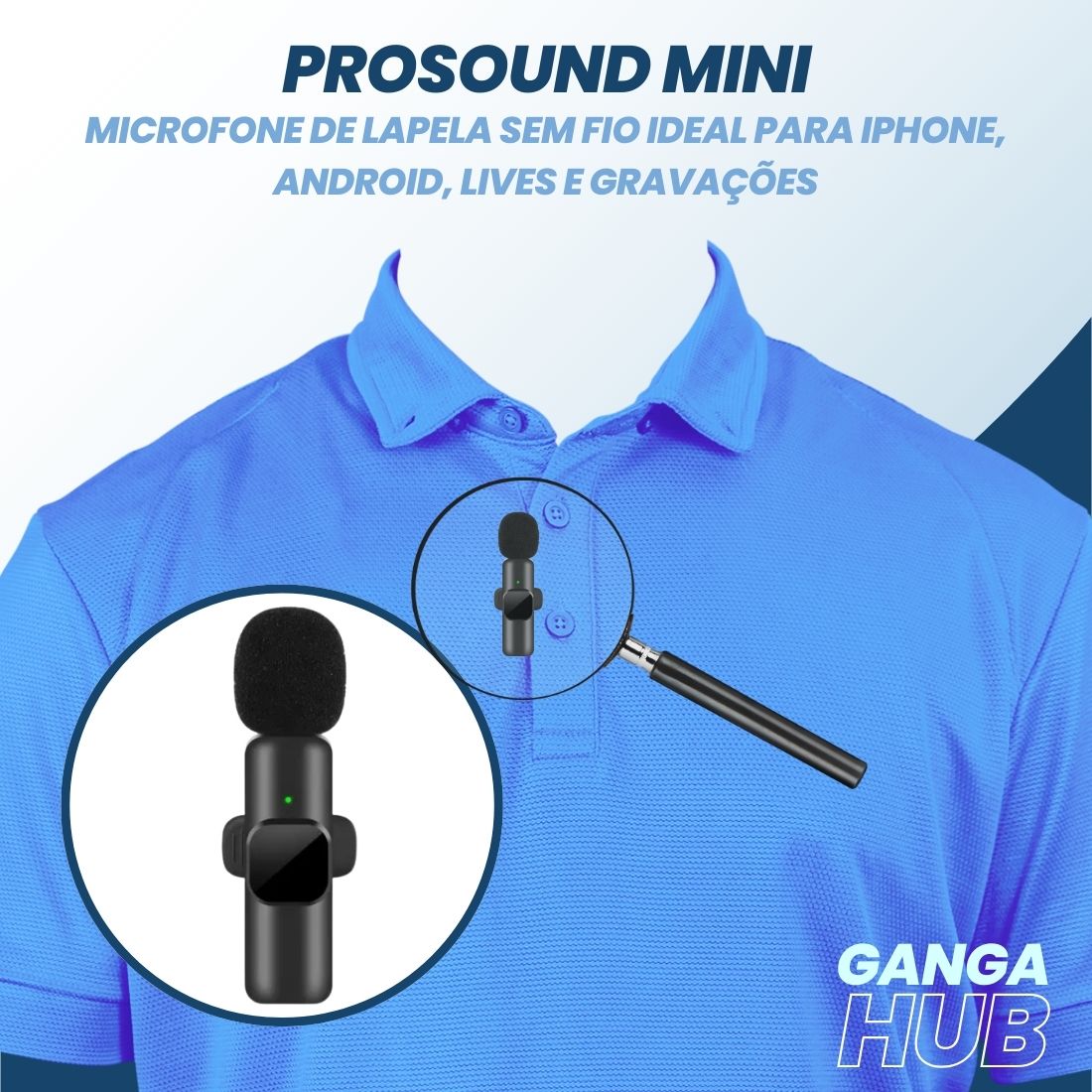ProSound Mini - Microfone de Lapela Sem Fio Ideal para iPhone, Android, Lives e Gravações