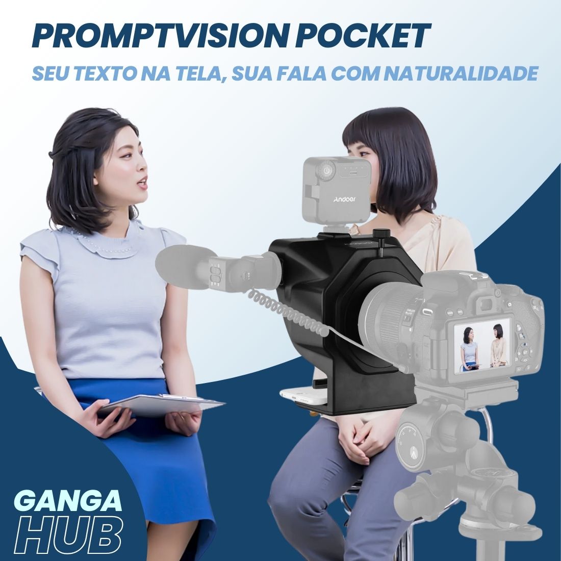 PromptVision v2 - Teleprompter para Smartphones e DSLRs com Controle Remoto