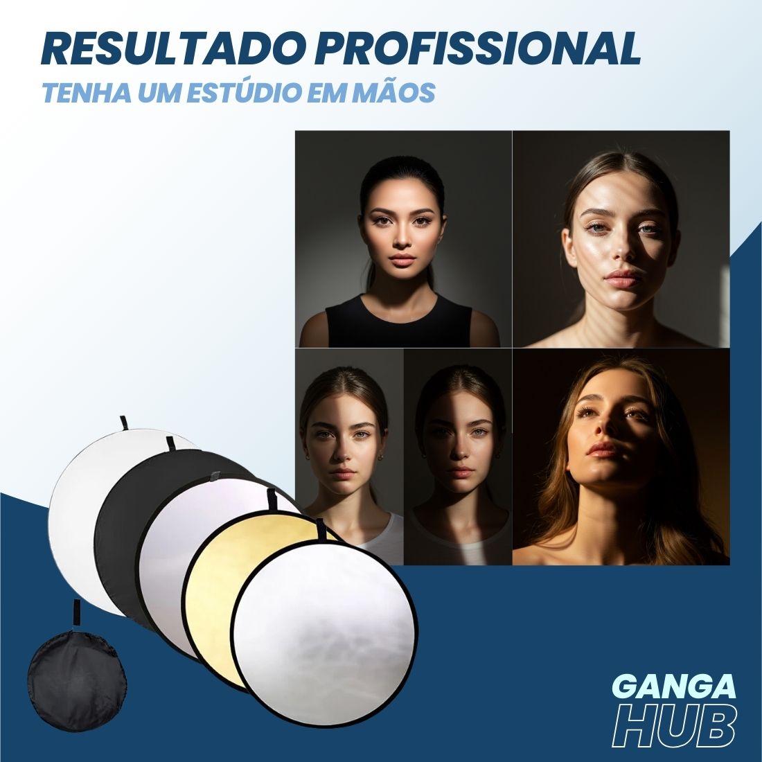 ReflexPro Kit - Refletor de fotografia Portátil, Prático para estúdios e Externos