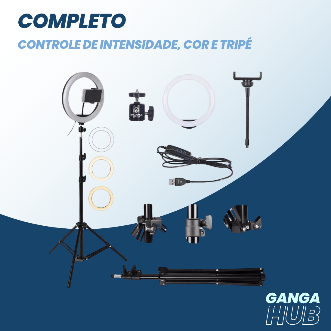 Ring Expert - Ring Light com Tripé Ajustável e Controle de Brilho