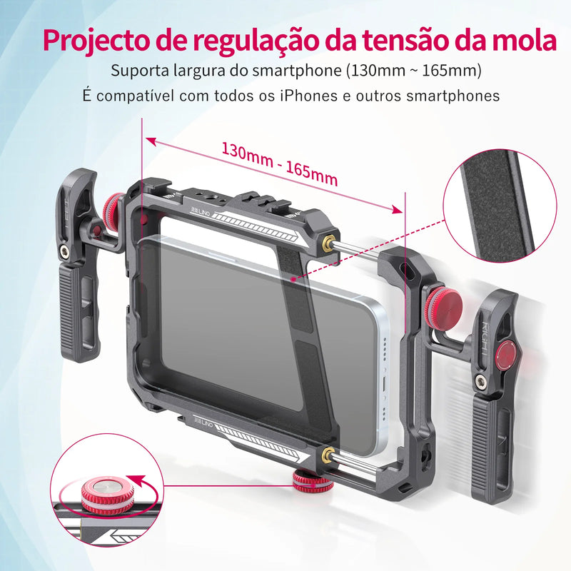 Ulanzi Lino Pro Cage, essencial para gravações e produção de conteúdo com smartphones. Este suporte universal para iPhone, Samsung, Xiaomi e OPPO oferece proteção robusta e controle criativo. Ideal para vlogs, filmagens de qualidade e criação de vídeos em estúdio ou ao ar livre, disponível na Gangahub