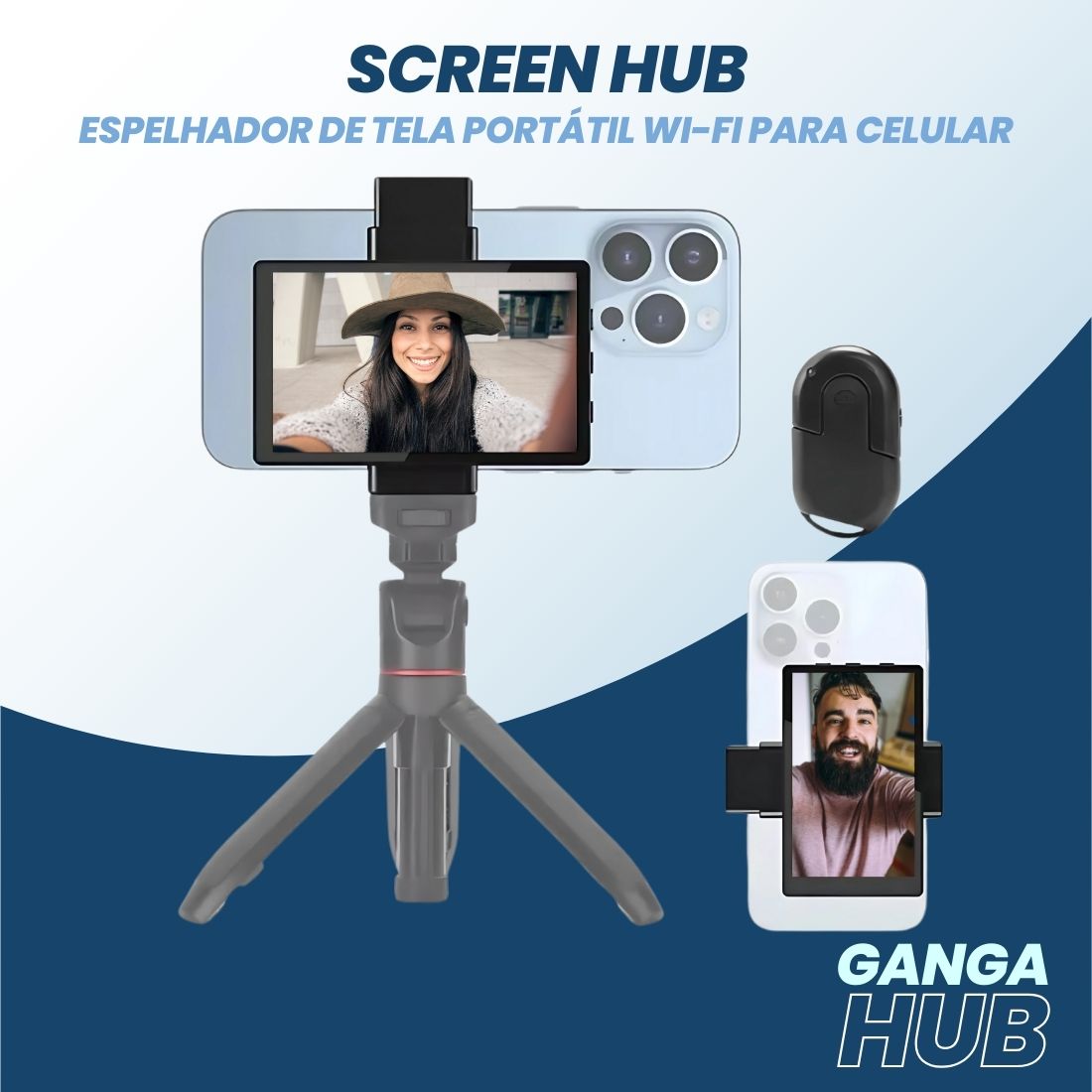 Screen Hub - O espelhador de tela portátil ideal para o seu celular, com conexão Wi-Fi fácil e visualização em tempo real. Melhore suas fotos com qualidade profissional e facilidade de uso, perfeito para criadores de conteúdo
