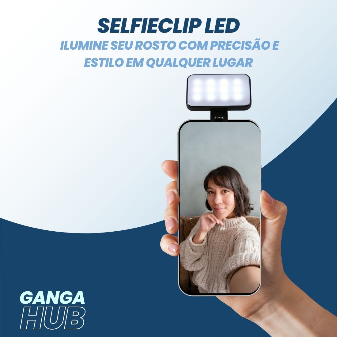SelfieClip LED - Ilumine seu rosto com precisão e estilo em qualquer lugar