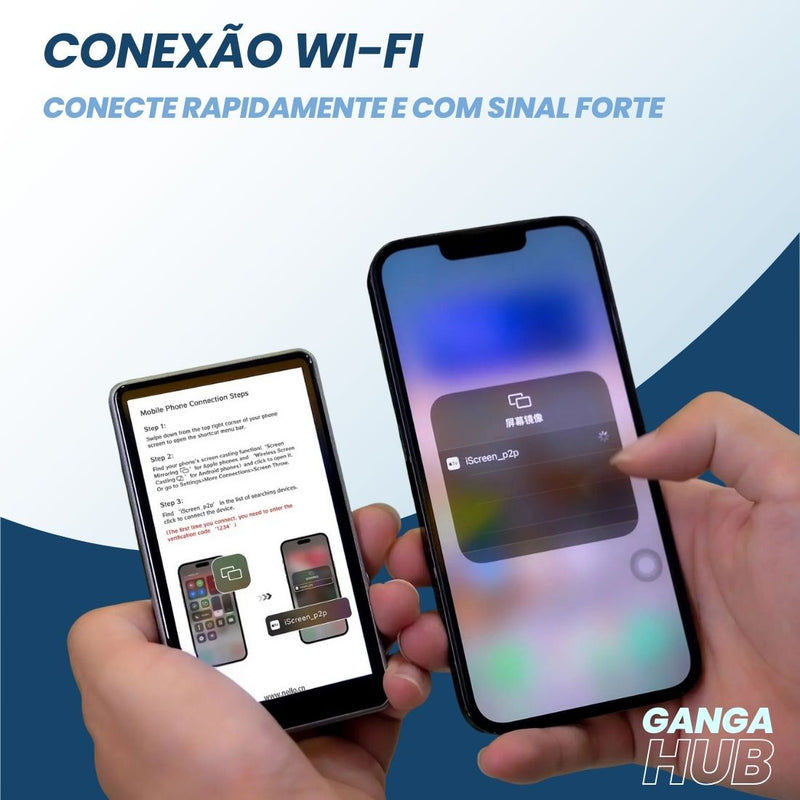 Use a câmera traseira para selfies perfeitas com o SelfieVision! O monitor magnético sem fio que espelha a tela do seu celular. Para vlogs e fotos em HD.