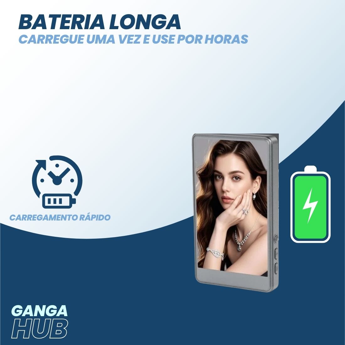 Use a câmera traseira para selfies perfeitas com o SelfieVision! O monitor magnético sem fio que espelha a tela do seu celular. Para vlogs e fotos em HD.