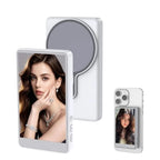 Use a câmera traseira para selfies perfeitas com o SelfieVision! O monitor magnético sem fio que espelha a tela do seu celular. Para vlogs e fotos em HD.
