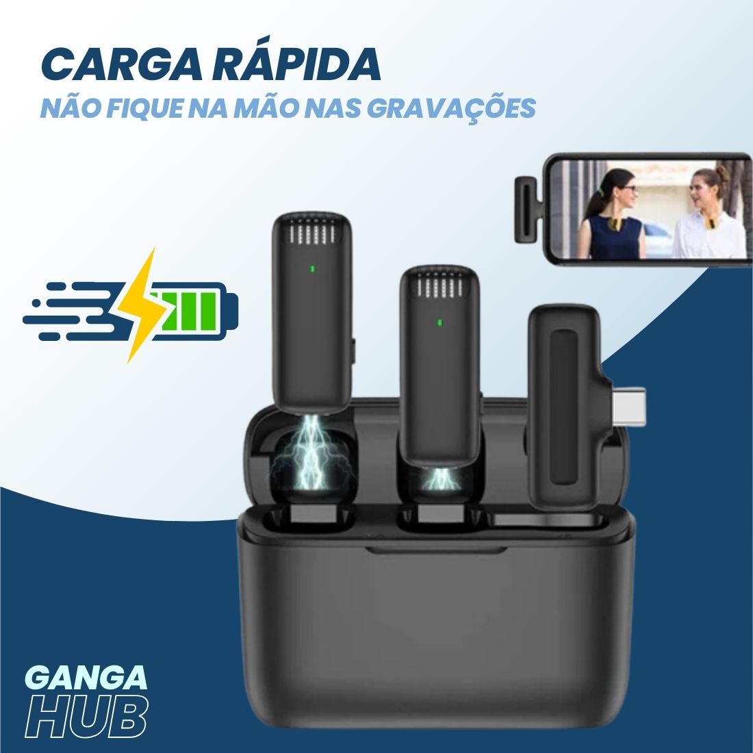 SoundMax Dual - Microfone Sem Fio Lapela Ulanzi J12 para Gravações e Lives