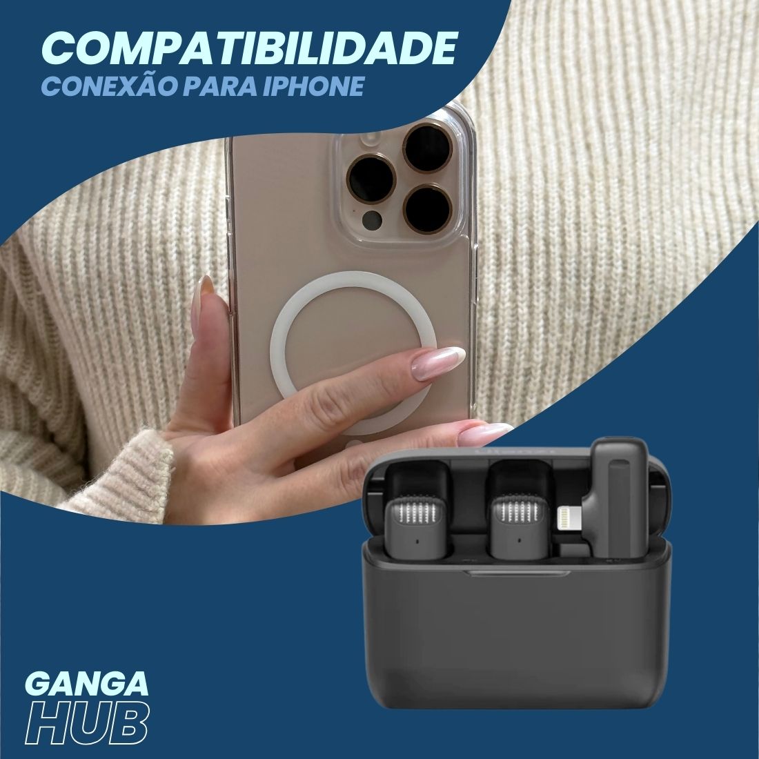 SoundMax Dual - Microfone Sem Fio Lapela Ulanzi J12 para Gravações e Lives