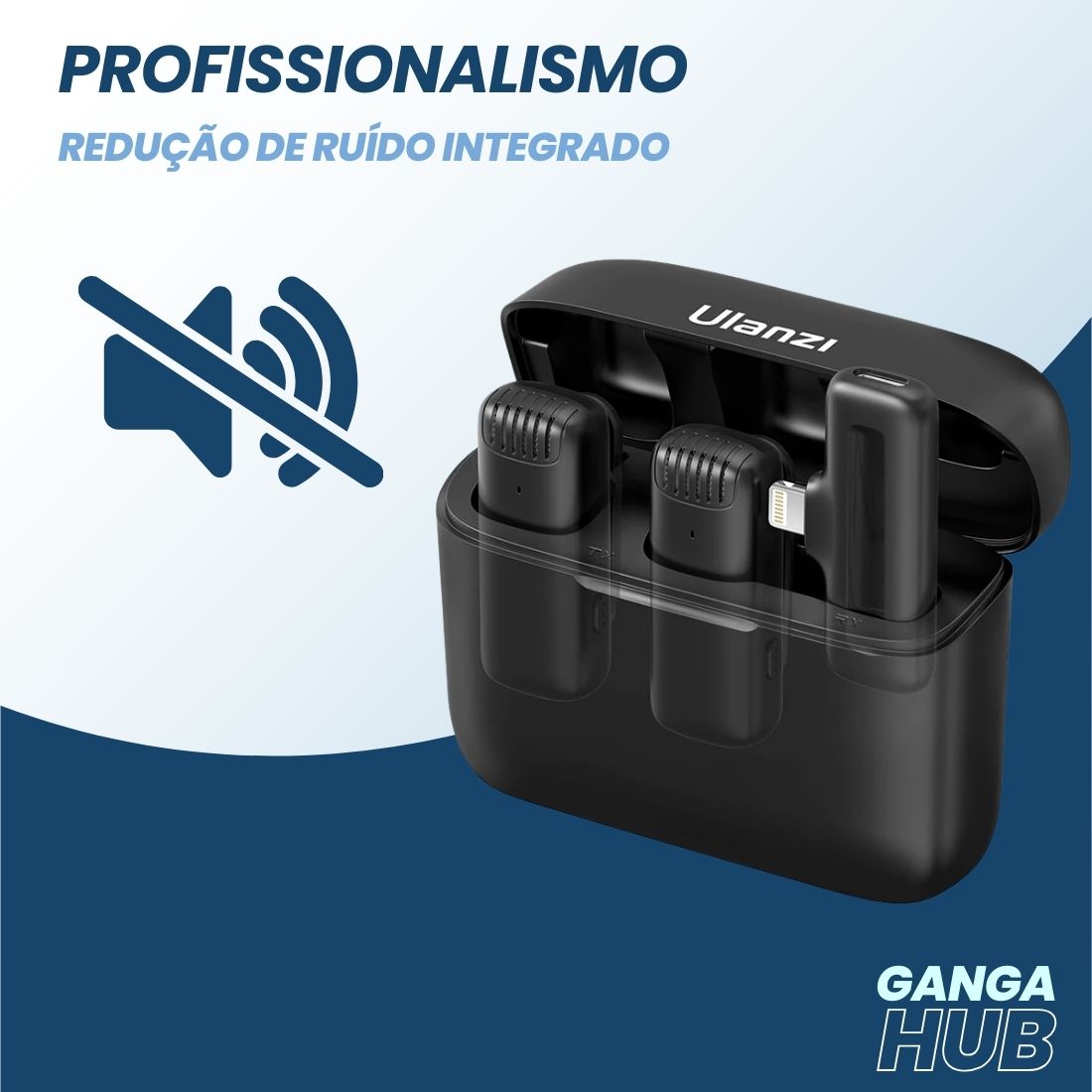 SoundMax Dual - Microfone Sem Fio Lapela Ulanzi J12 para Gravações e Lives