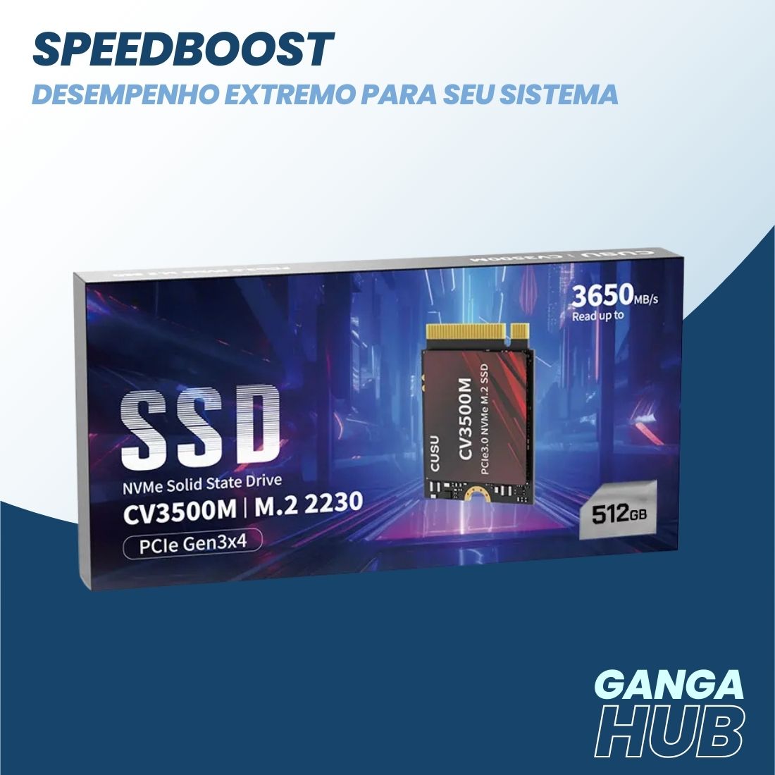 SSD Kingspec SpeedBoost M.2 NVME 2230 com 1TB de armazenamento, ideal para upgrade de Surface, Steam Deck, notebooks e desktops com alto desempenho.