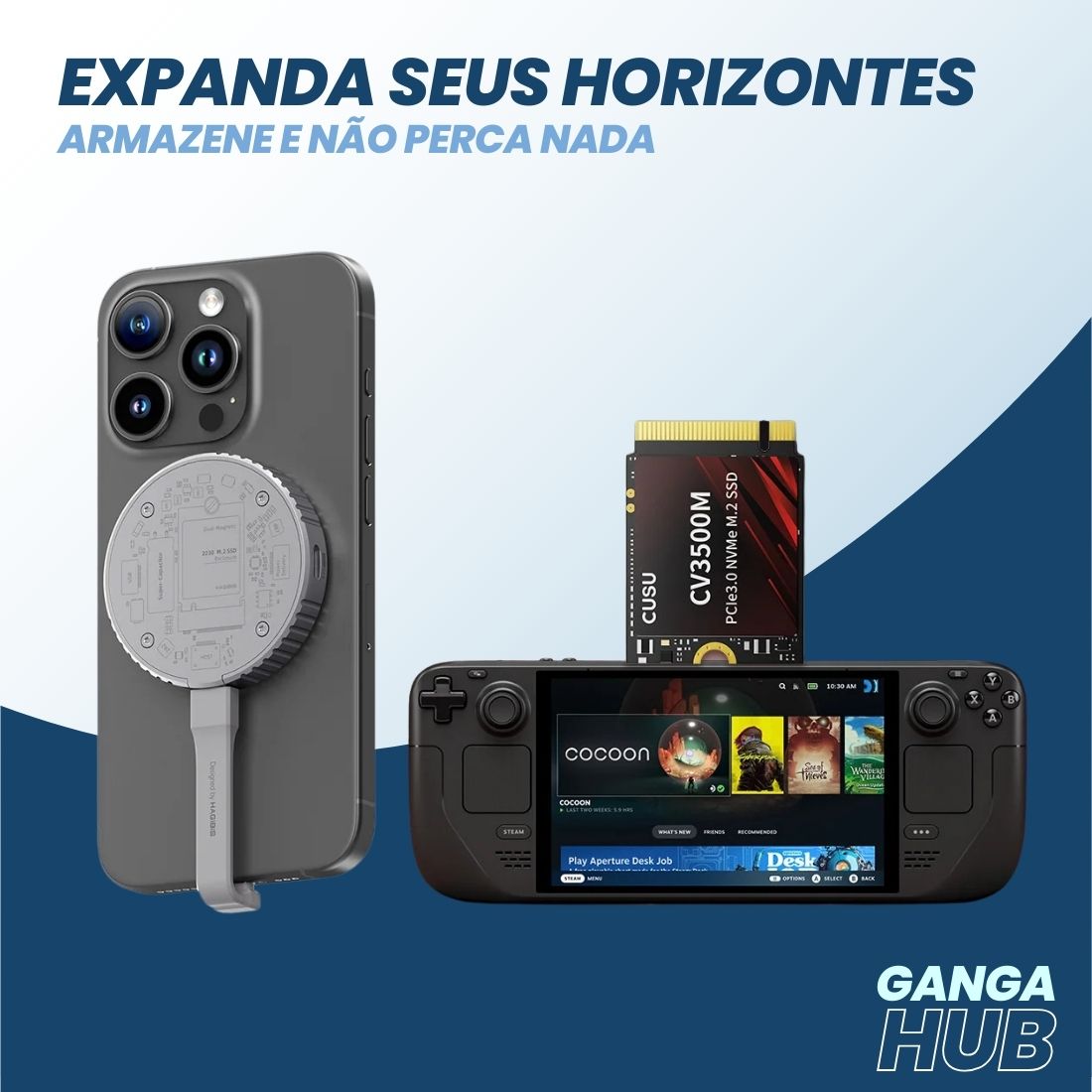 SSD Kingspec SpeedBoost M.2 NVME 2230 com 1TB de armazenamento, ideal para upgrade de Surface, Steam Deck, notebooks e desktops com alto desempenho.