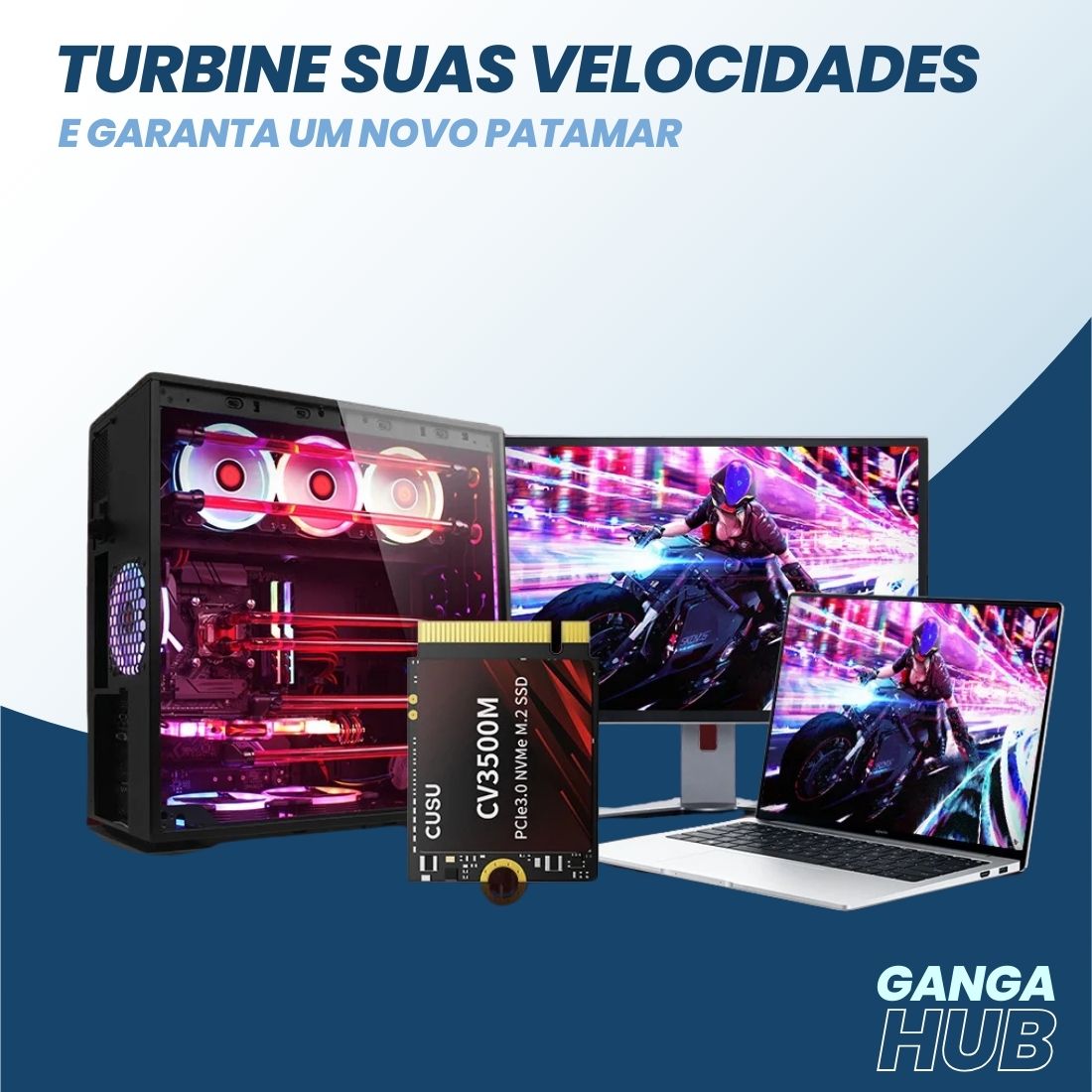 SSD Kingspec SpeedBoost M.2 NVME 2230 com 1TB de armazenamento, ideal para upgrade de Surface, Steam Deck, notebooks e desktops com alto desempenho.