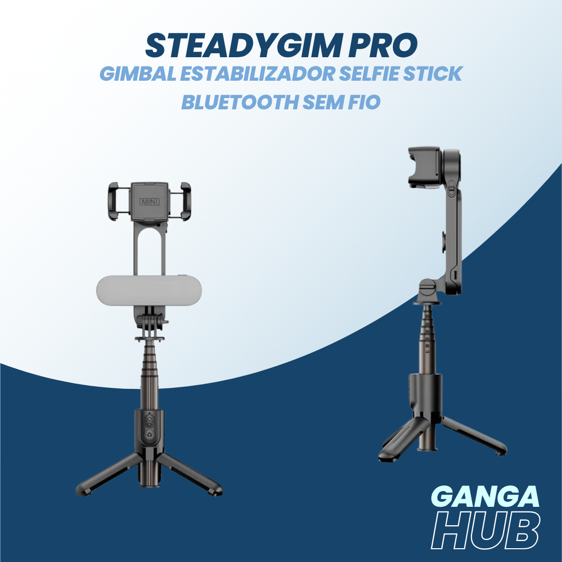SteadyGim Pro - Gimbal Estabilizador Selfie Stick Bluetooth sem fio